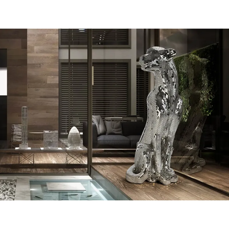 Figurina Decorativa Schuller ·Baguira·Leopard Figure,Silver, Right 523306 Spania