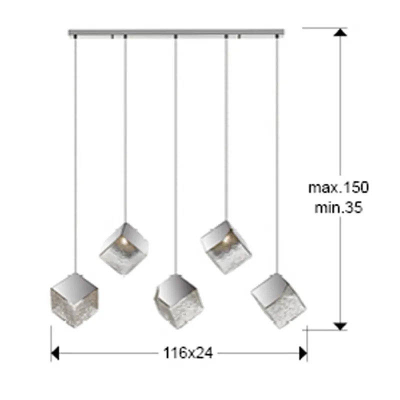 Suspensie Schuller ·Priscila· Lamp 5L., Chrome 720588 G9 Spania