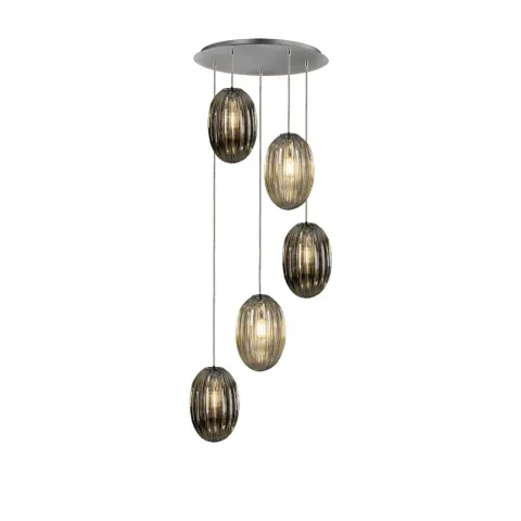 Suspensie Schuller ·Ovila· Lamp 5L.,Smoke/ Brandy 752268 E27 Spania