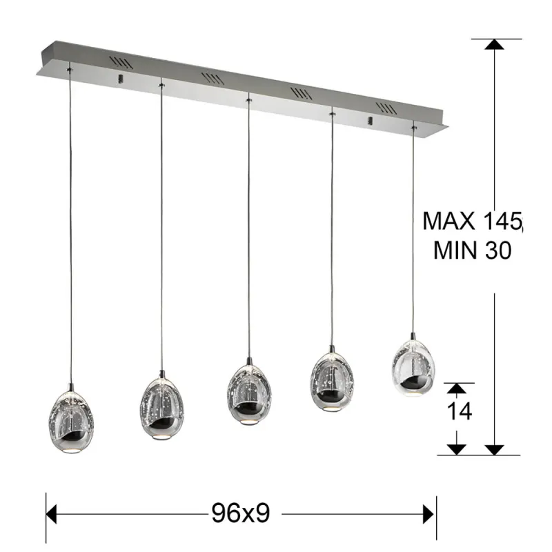 Suspensie Schuller ·Rocio· Led Lamp, 5L, Dimmable, Chrome 783618D Led Spania