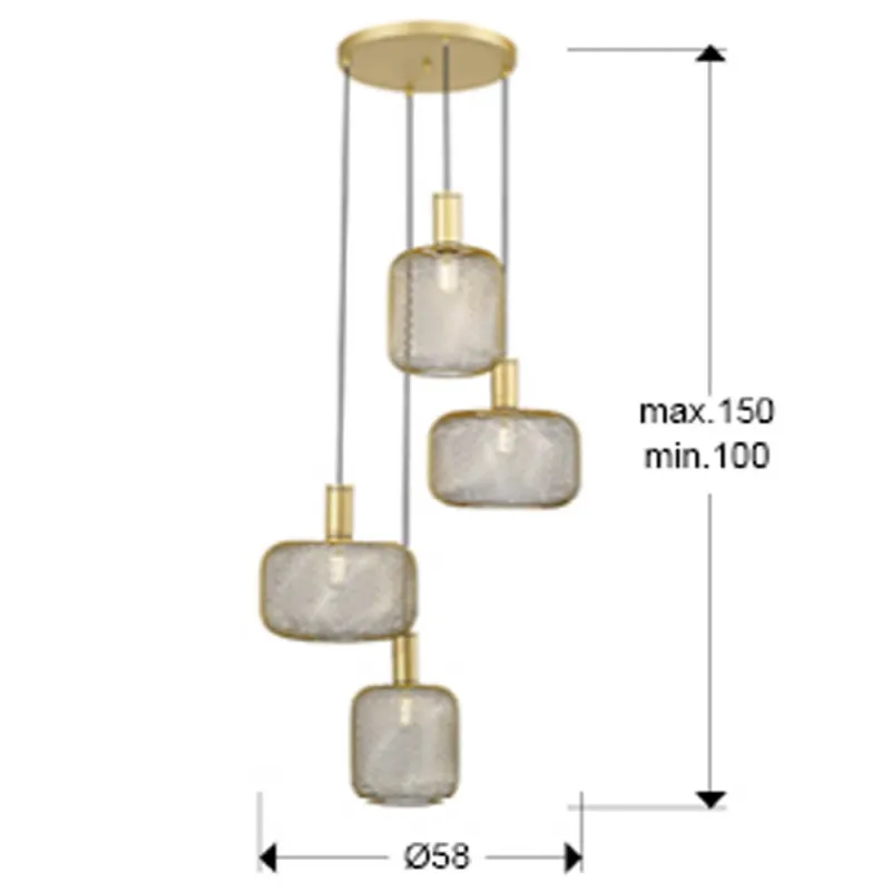 Suspensie Schuller ·Osiris· Round Lamp 4L, Gold 910460 E27 Spania