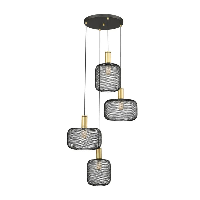 Suspensie Schuller ·Osiris· Lamp 4L., Gold-Black 910477 E27 Spania