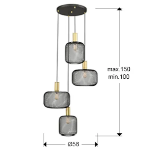 Suspensie Schuller ·Osiris· Lamp 4L., Gold-Black 910477 E27 Spania