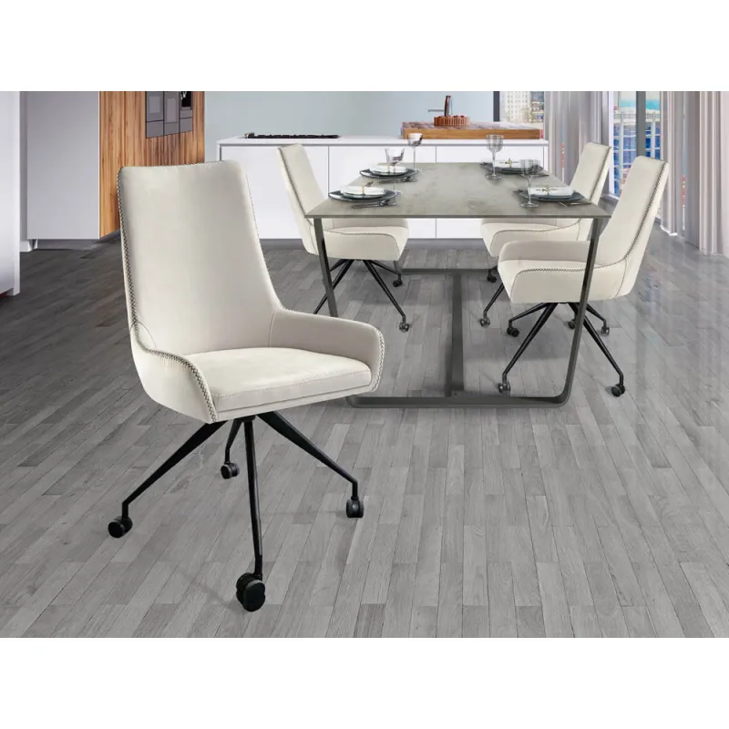 Fotoliu Schuller ·Diane· White Caster Wheel Chair, Grey Thread 935869 Spania
