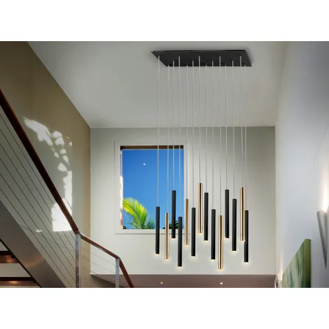 Suspensie VARAS Schuller Led, Auriu|Negru Mat 373425G Spania