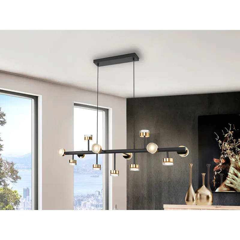Suspensie ALTAIS II Schuller Led, Negru Mat|Auriu 364355D Spania