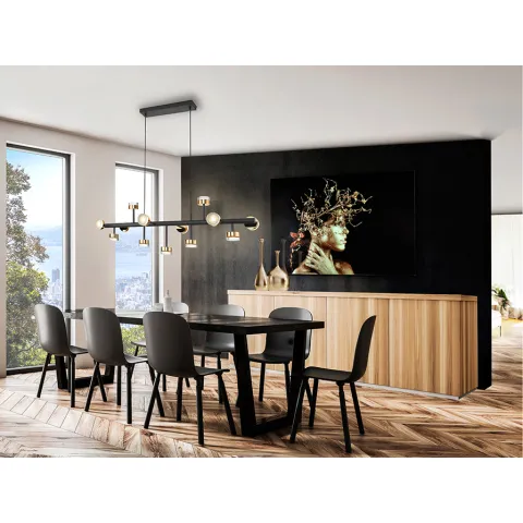 Suspensie ALTAIS II Schuller Led, Negru Mat|Auriu 364355D Spania