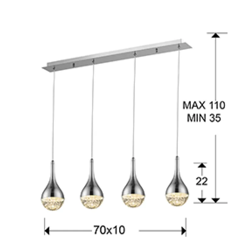 Suspensie ELIE Schuller Led, Crom 773421 Spania