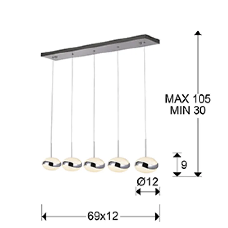 Suspensie LIPSE Schuller Led, Crom 377523 Spania