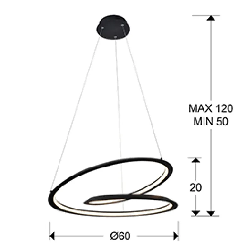 Suspensie LOOPING Schuller Led, Negru 527583 Spania