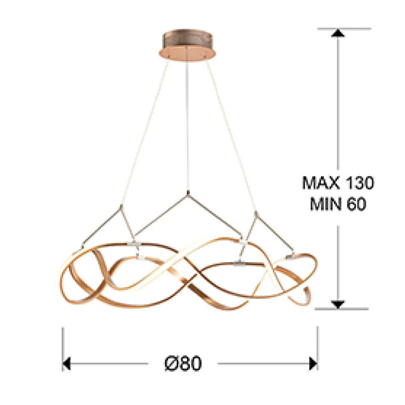Suspensie MOLLY Schuller Led, Auriu Rose 763967 Spania