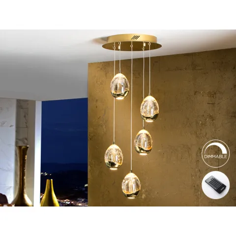 Suspensie ROCIO Schuller Led, Auriu&Sampanie Cu Bule 783529D Spania