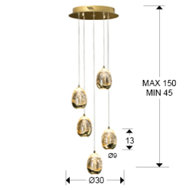 Suspensie ROCIO Schuller Led, Auriu 783529 Spania