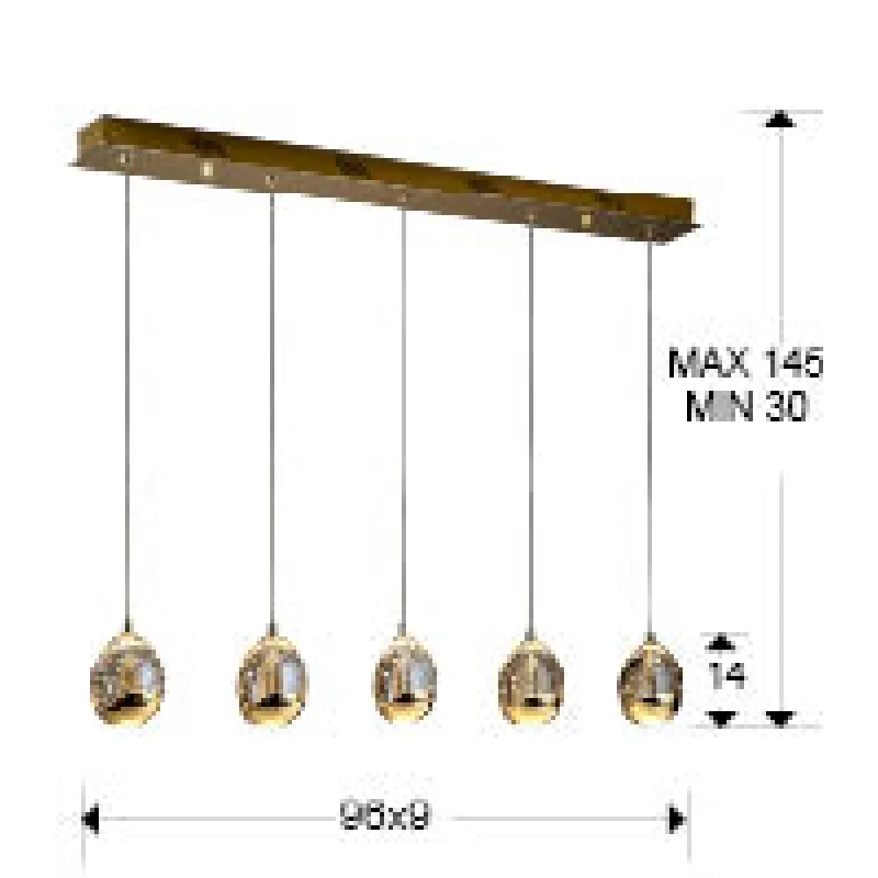 Suspensie ROCIO Schuller Led, Auriu&Sampanie Cu Bule 783627 Spania