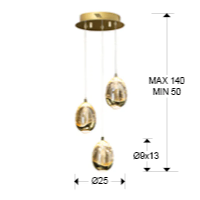 Suspensie ROCIO Schuller Led, Auriu Sampanie 783741 Spania