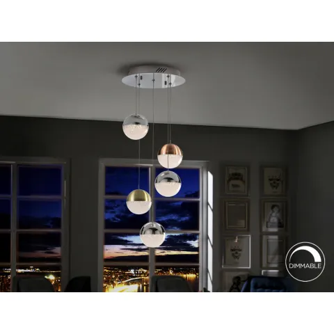 Suspensie SPHERE Schuller Led, Crom/Cupru/Alama Satinata 793534 Spania