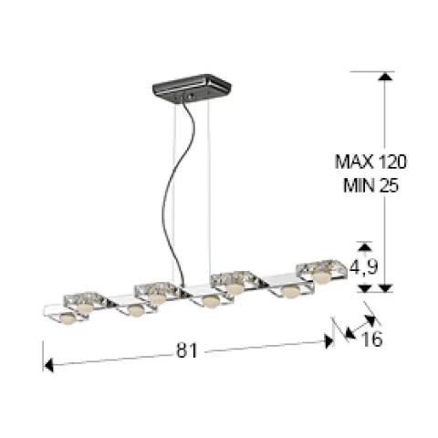 Suspensie SURIA II Schuller Led, Crom 375618 Spania
