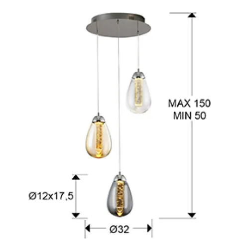 Suspensie TACCIA Schuller Led, Crom 394782 Spania