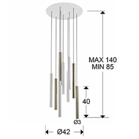 Suspensie VARAS Schuller Led, Auriu Stralucitor|Alb Mat 373250 Spania