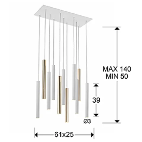 Suspensie VARAS Schuller Led, Auriu Stralucitor|Alb Mat 373342 Spania
