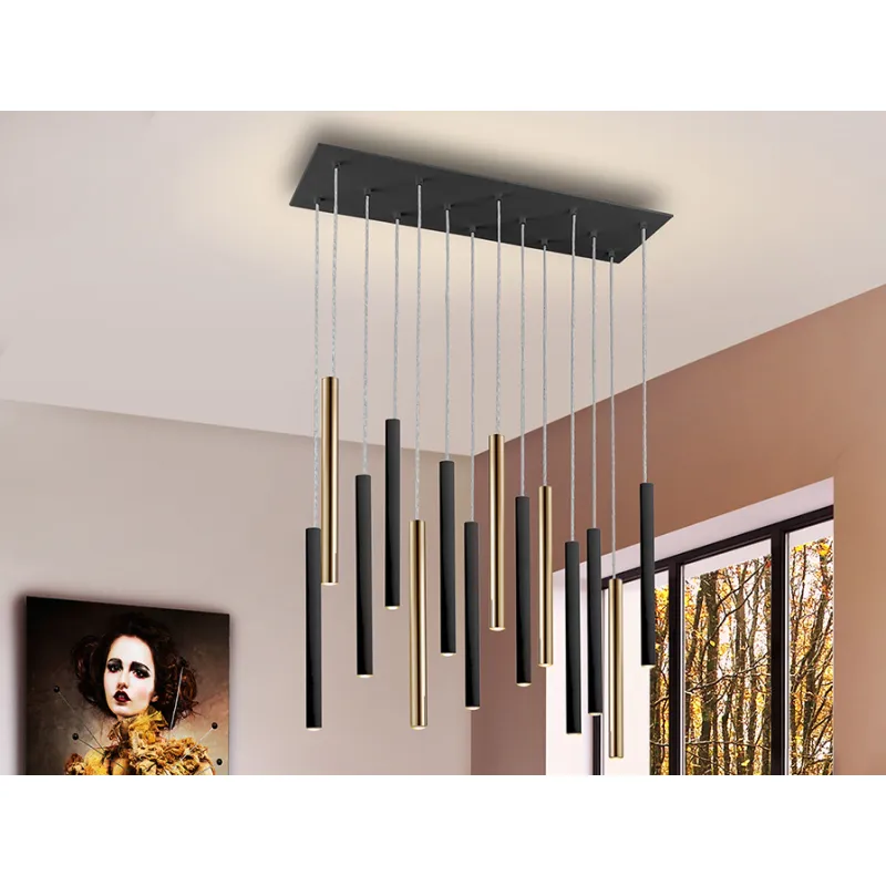 Suspensie VARAS Schuller Led, Auriu|Negru Mat 373425D Spania