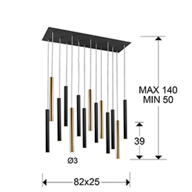 Suspensie VARAS Schuller Led, Auriu|Negru Mat 373425D Spania