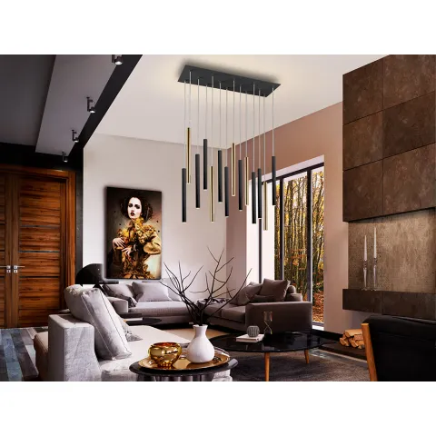 Suspensie VARAS Schuller Led, Auriu|Negru Mat 373425 Spania