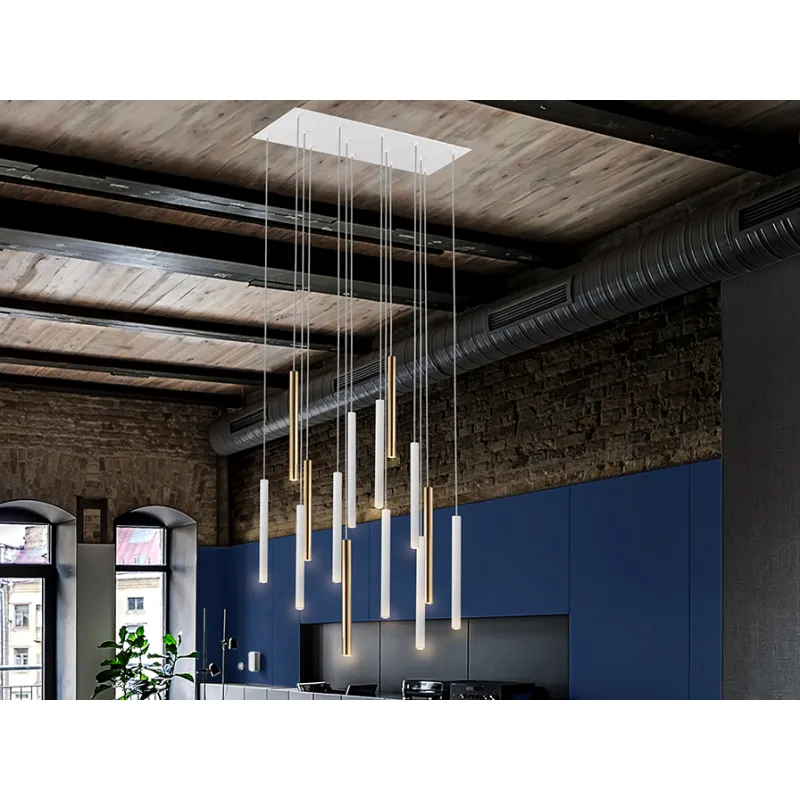 Suspensie VARAS Schuller Led, Auriu Stralucitor|Alb Mat 373437GD Spania