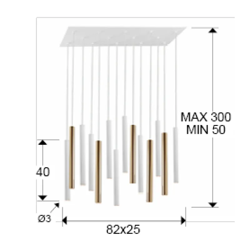 Suspensie VARAS Schuller Led, Auriu Stralucitor|Alb Mat 373437GD Spania