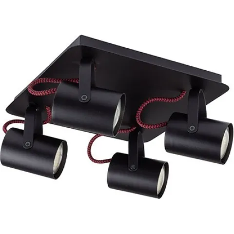 Lustra Plafon Kamera 4 Czarny/Czerwony, GU10, Negru, 32610, Sigma Polonia
