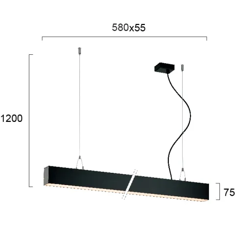 Suspensie Liniara STATION ULTRA 3911-00058-3-B-D3 Viokef LED, Negru, Grecia