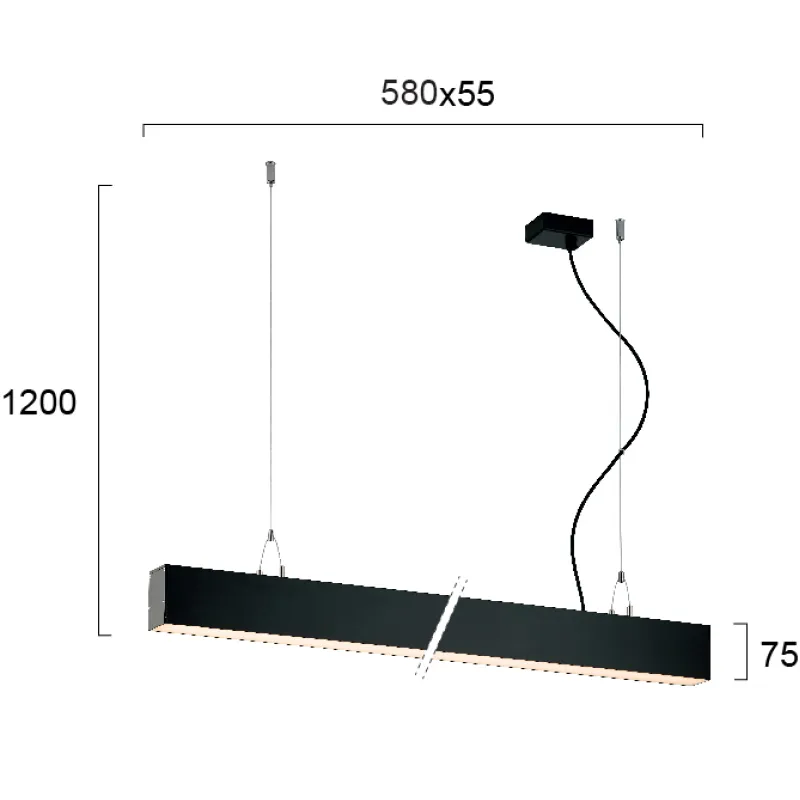 Suspensie Liniara STATION ULTRA 3911-00058-3-B-D3 Viokef LED, Negru, Grecia
