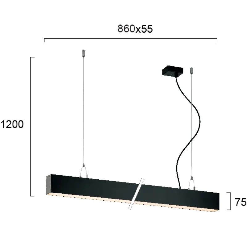Suspensie Liniara STATION ULTRA 3911-00086-3-B-D1 Viokef LED, Negru, Grecia