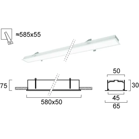 Plafoniera Incastrata STATION ULTRA 3911-03058-3-W-D1 Viokef LED, Alb, Grecia