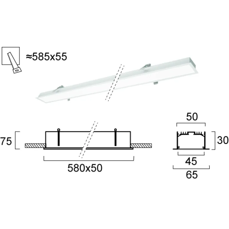 Plafoniera Incastrata STATION ULTRA 3911-03058-3-W-D1 Viokef LED, Alb, Grecia