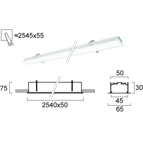 Plafoniera Incastrata STATION ULTRA 3911-03254-4-W-N Viokef LED, Alb, Grecia