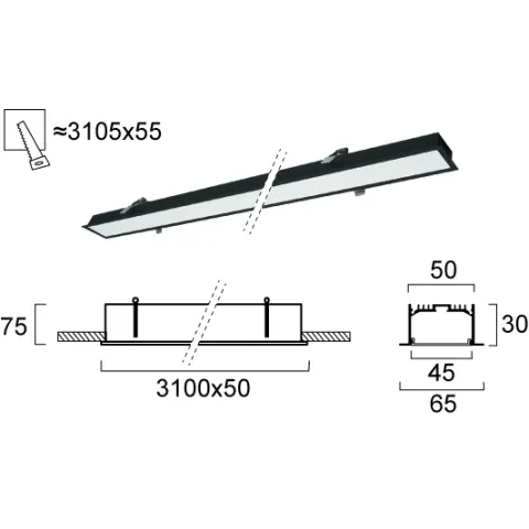 Plafoniera Incastrata STATION ULTRA 3911-03310-4-B-N Viokef LED, Negru, Grecia