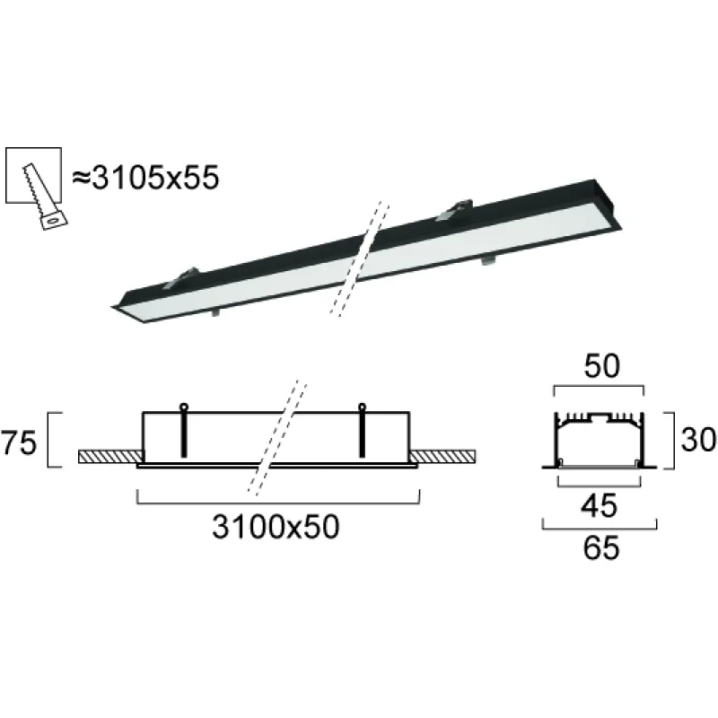 Plafoniera Incastrata STATION ULTRA 3911-03310-4-B-D4 Viokef LED, Negru, Grecia