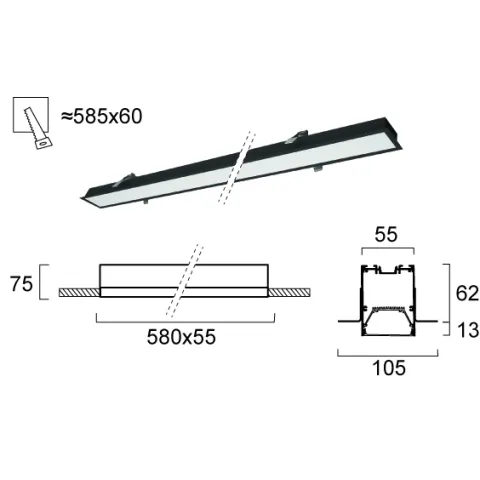 Plafoniera Incastrata STATION ULTRA 3911-04058-4-B-N Viokef LED, Negru, Grecia