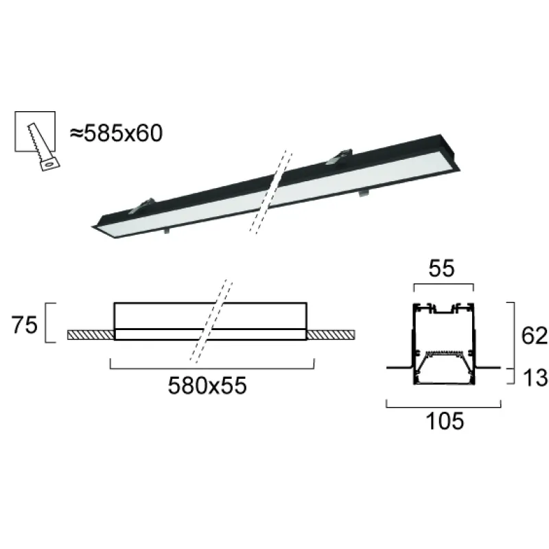 Plafoniera Incastrata STATION ULTRA 3911-04058-4-B-N Viokef LED, Negru, Grecia