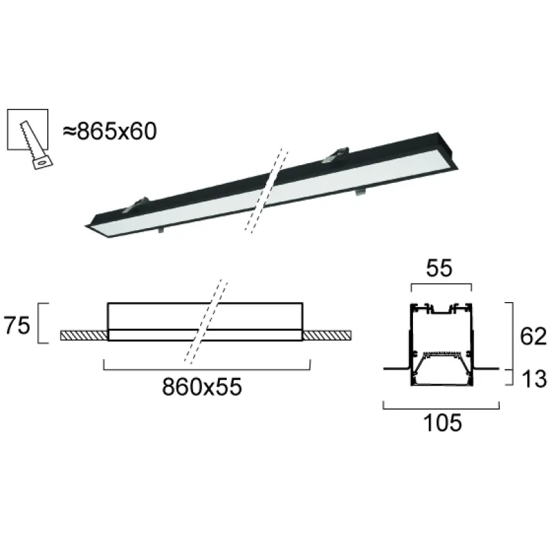 Plafoniera Incastrata STATION ULTRA 3911-04086-4-B-D5 Viokef LED, Negru, Grecia