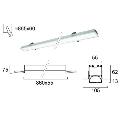 Plafoniera Incastrata STATION ULTRA 3911-04086-4-U-D5 Viokef LED, Grecia