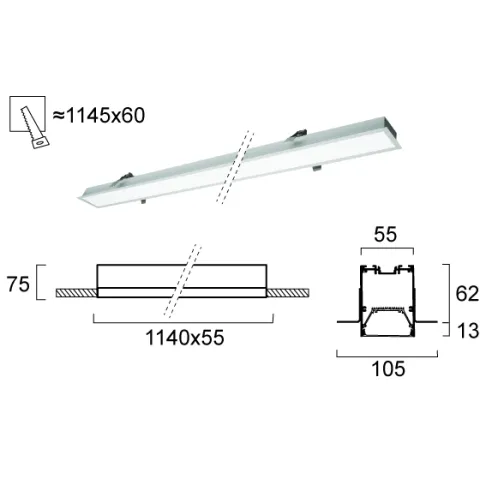 Plafoniera Incastrata STATION ULTRA 3911-04114-3-U-D1 Viokef LED, Grecia