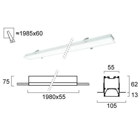 Plafoniera Incastrata STATION ULTRA 3911-04198-4-W-D5 Viokef LED, Alb, Grecia