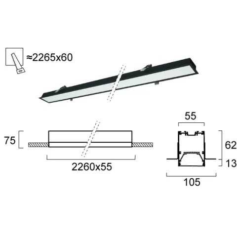 Plafoniera Incastrata STATION ULTRA 3911-04226-4-B-D1 Viokef LED, Negru, Grecia