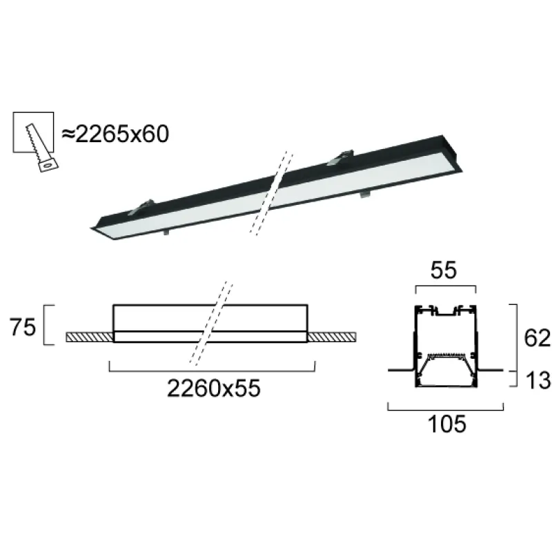 Plafoniera Incastrata STATION ULTRA 3911-04226-4-B-D1 Viokef LED, Negru, Grecia