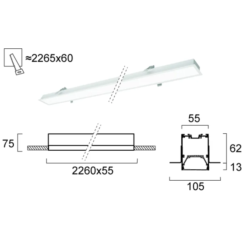 Plafoniera Incastrata STATION ULTRA 3911-04226-3-W-D5 Viokef LED, Alb, Grecia