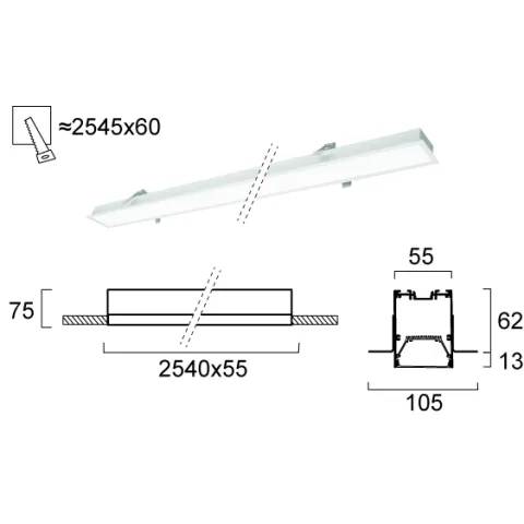 Plafoniera Incastrata STATION ULTRA 3911-04254-3-W-D1 Viokef LED, Alb, Grecia