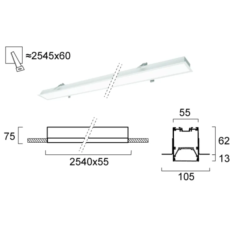 Plafoniera Incastrata STATION ULTRA 3911-04254-3-W-D1 Viokef LED, Alb, Grecia