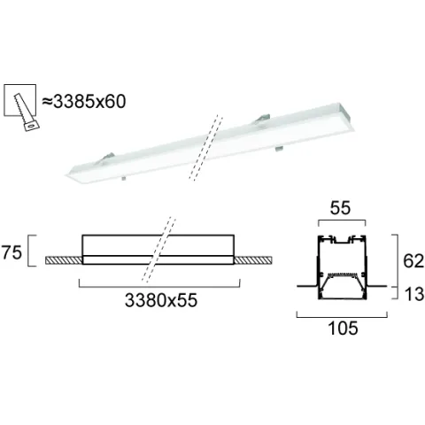 Plafoniera Incastrata STATION ULTRA 3911-04338-4-W-N Viokef LED, Alb, Grecia